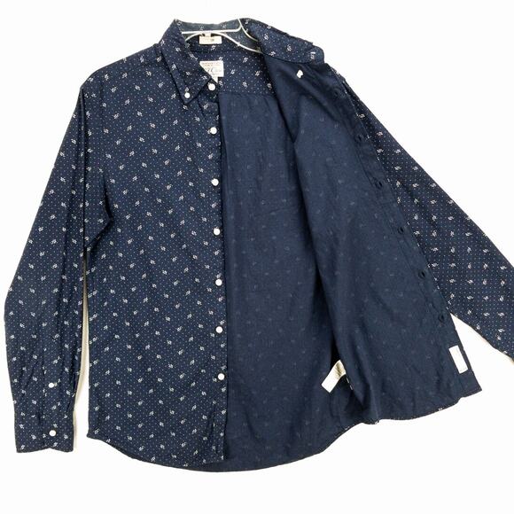 J Crew Organic Cotton Men's Small Stretch Slim Fit Secret Wash Blue Floral - Picture 6 of 12